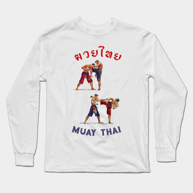 Traditional Muay Thai Kickboxing Thailand Long Sleeve T-Shirt by VintCam